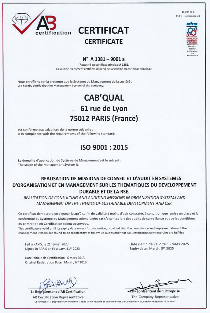 certif iso9001 conseil - Cab'Qual
